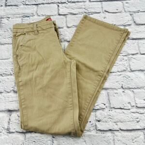UNIONBAY Women's Straight Twill Chino Pants Size 5 Tan Stretch Mid Rise
